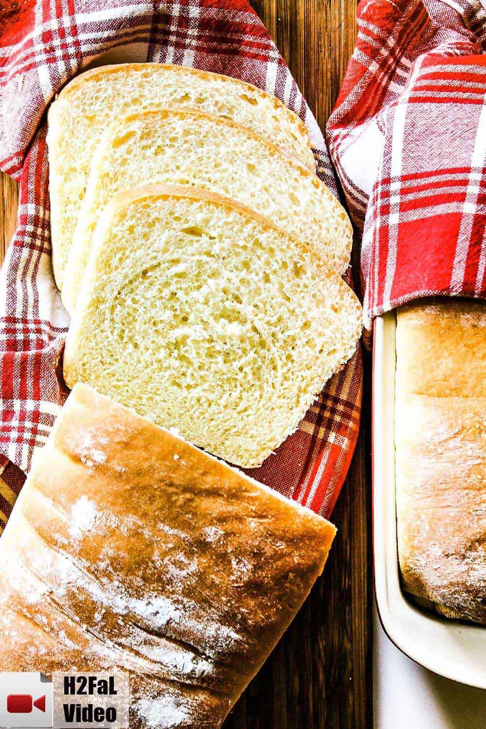 Homemade Country White Bread on a checkered napkin