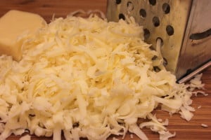 White Cheddar ready for whipped potatoes with cheddar and chives