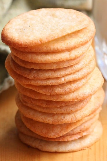 A stack of homemade vanilla wafers