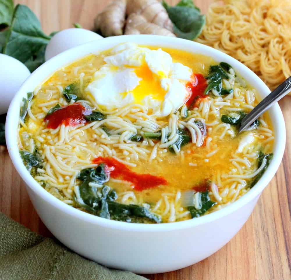 SpinachRamen Noodle Soup with Poached Egg How To Feed A Loon