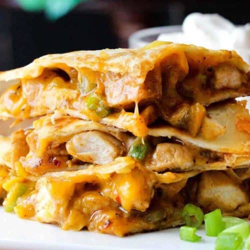 chicken quesadilla with grilled chicken and cheese