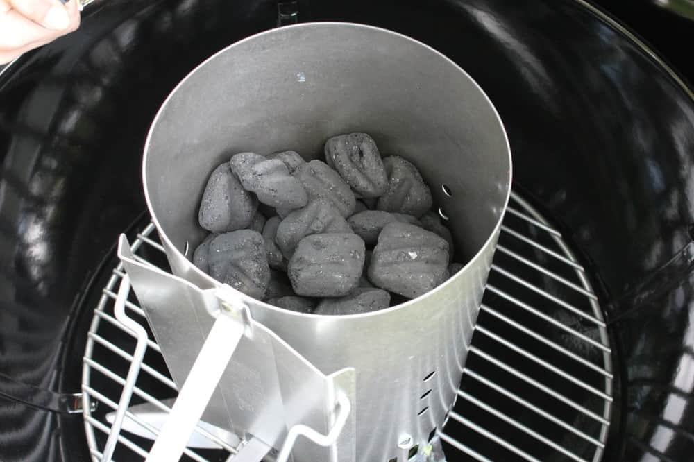 Place 60 Charcoal Briquettes in the Chimney