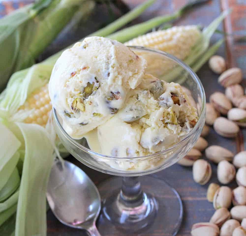 Sweet Corn and Pistachio Ice Cream