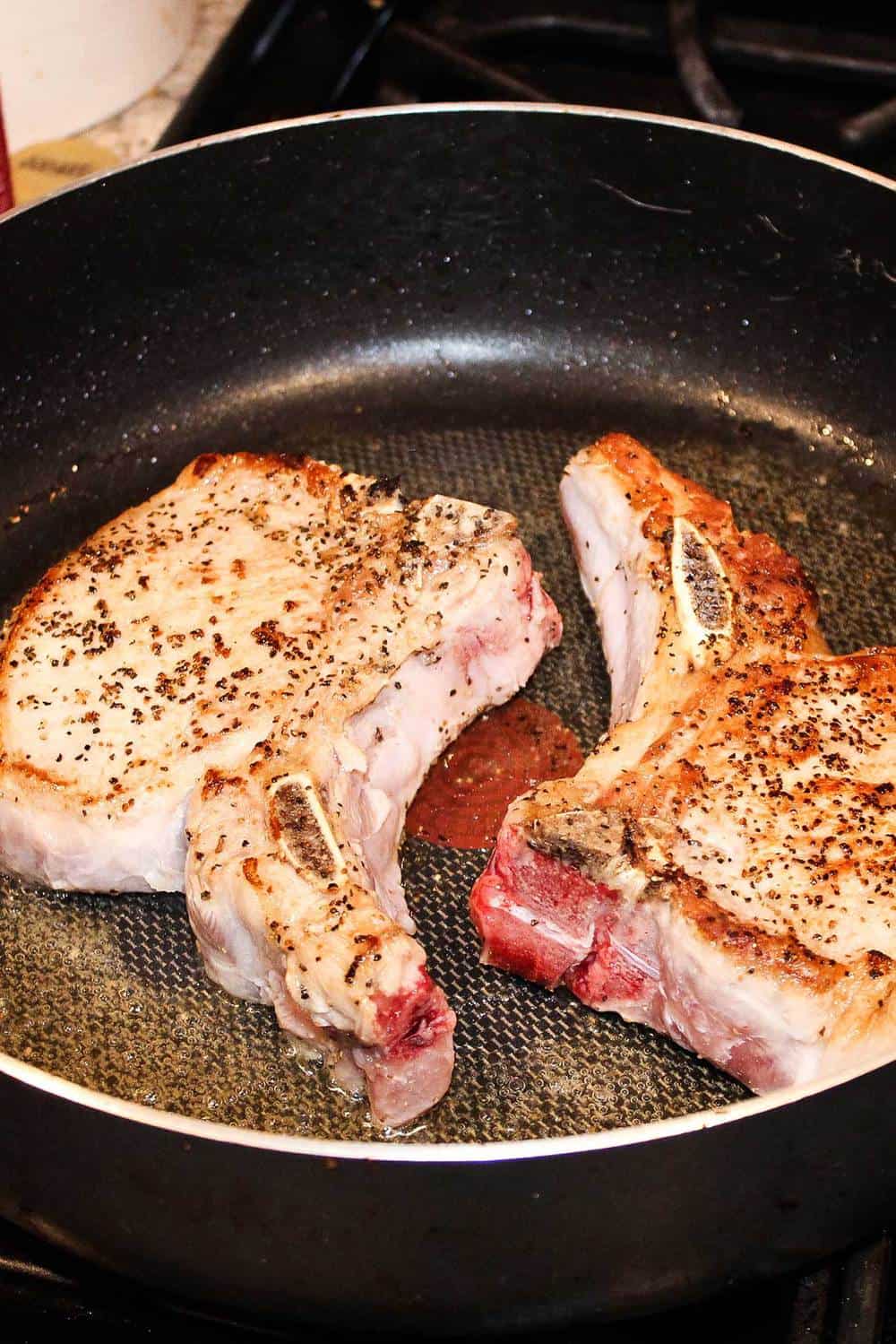 Smothered Seared Pork Chops recipe
