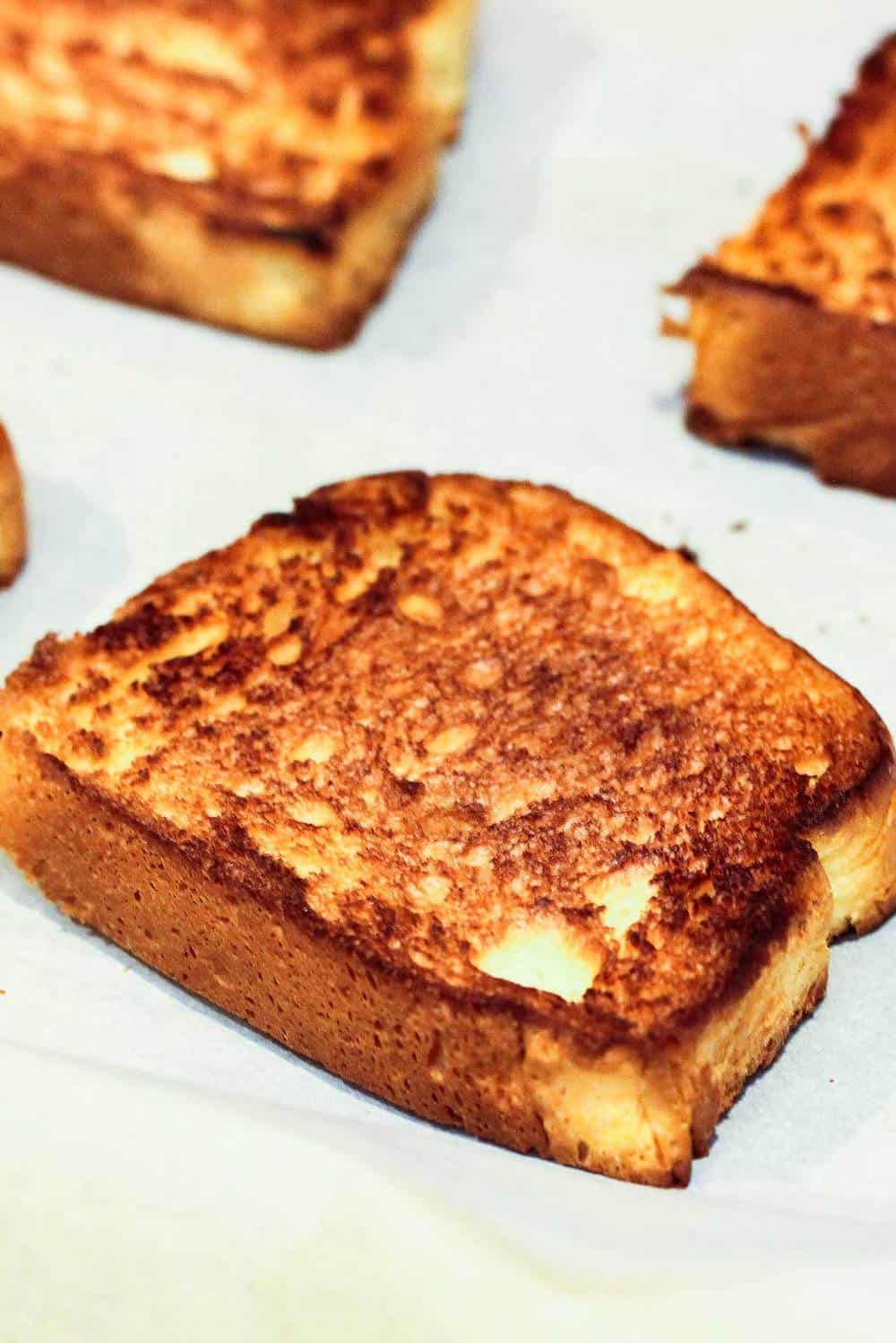 Toasted bread for Croque Madame