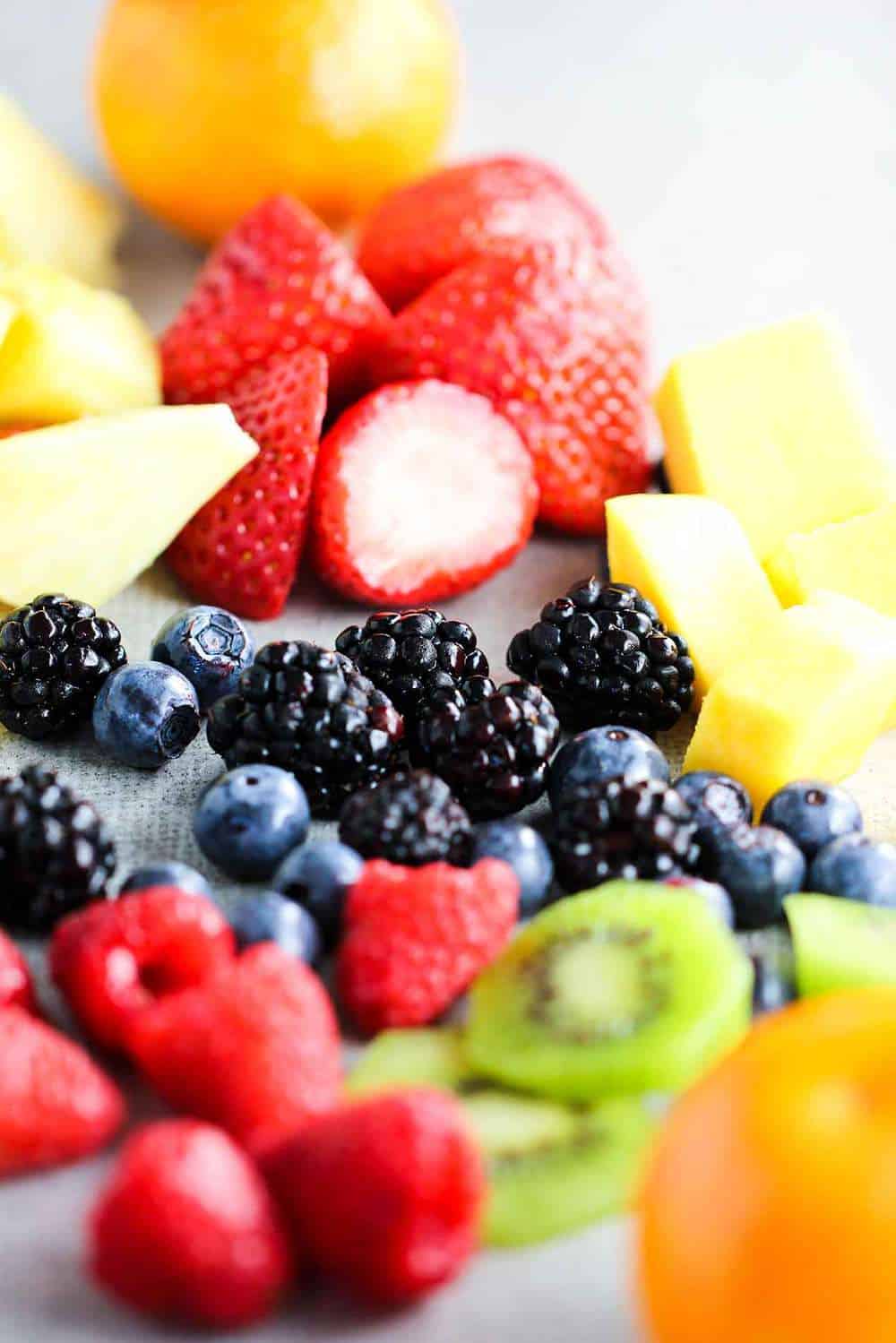 An assortment of berries for summer fruit salad