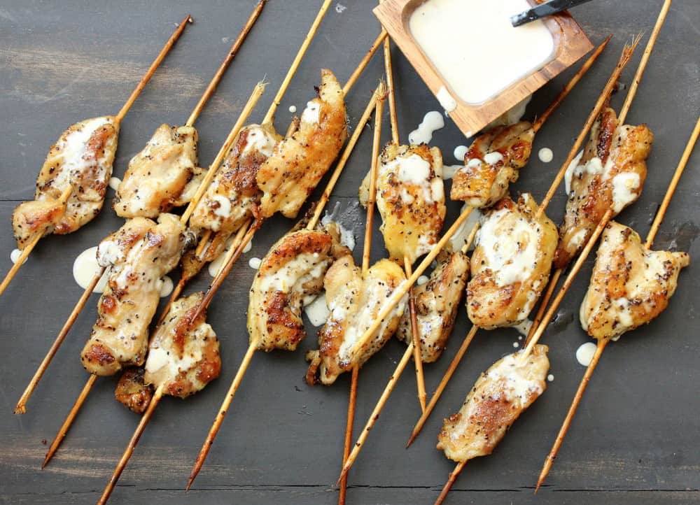 Grilled Chicken Skewers with White BBQ Sauce