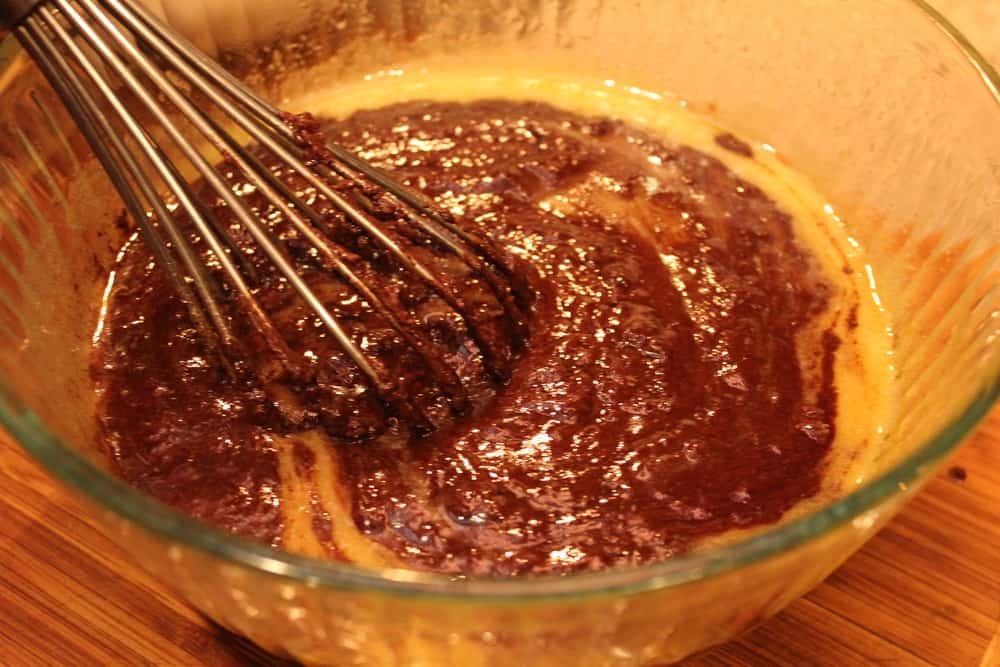 Mix the chocolate into the batter
