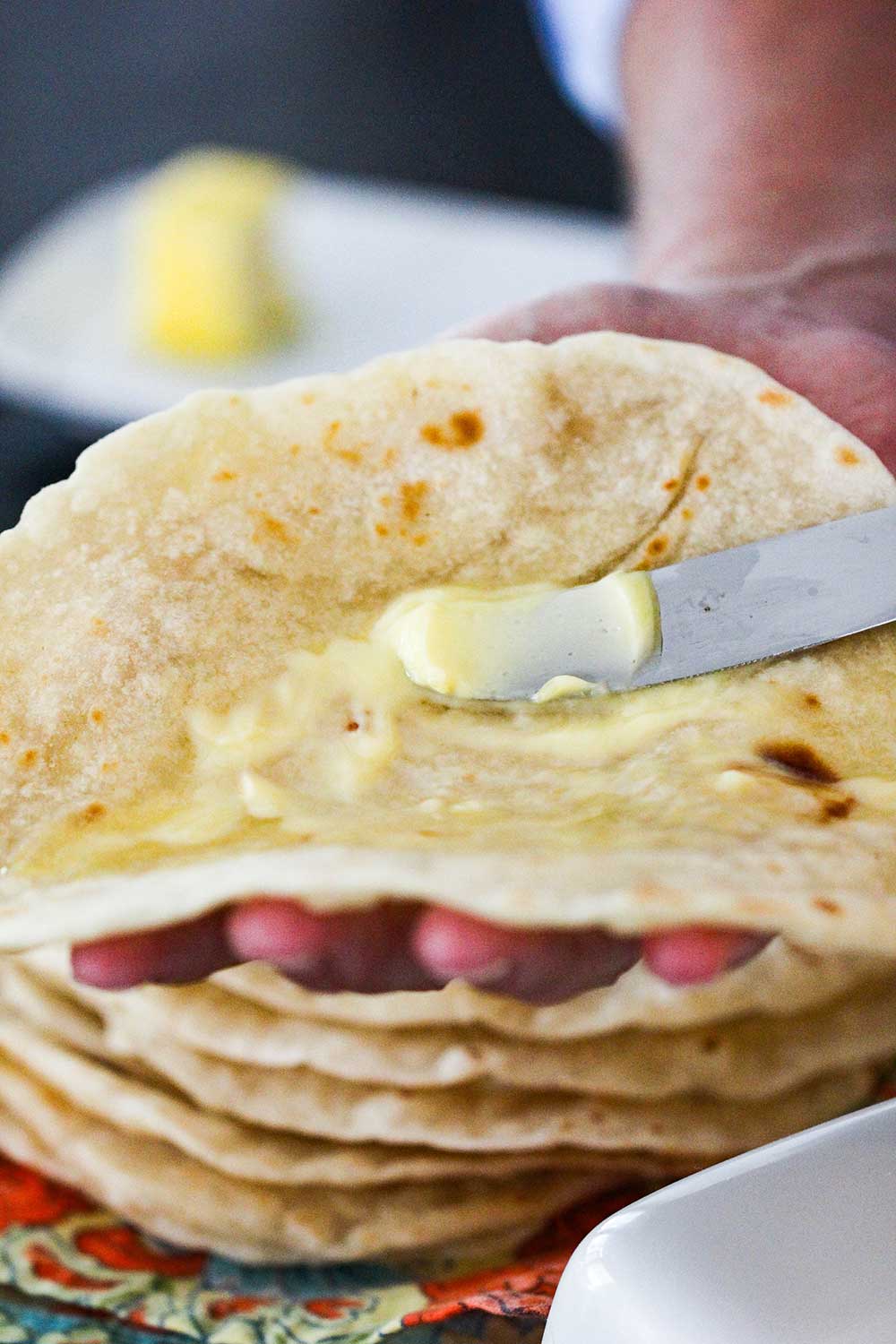 Homemade Flour Tortillas Made with Butter