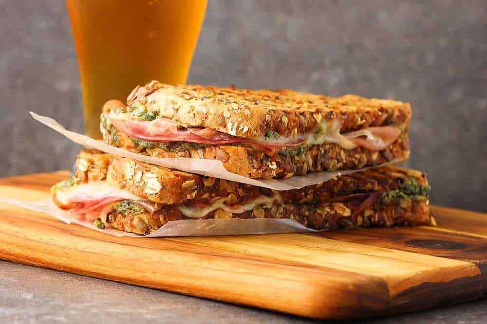 Italian-style panini is best served on a cutting board with a cold beer nearby. 