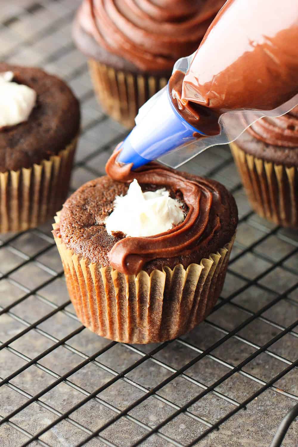 Chocolate Fudge Cupcakes with Marshmallow Filling | How To Feed A Loon