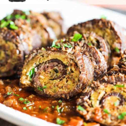 Instant Pot Braciole on a white plate