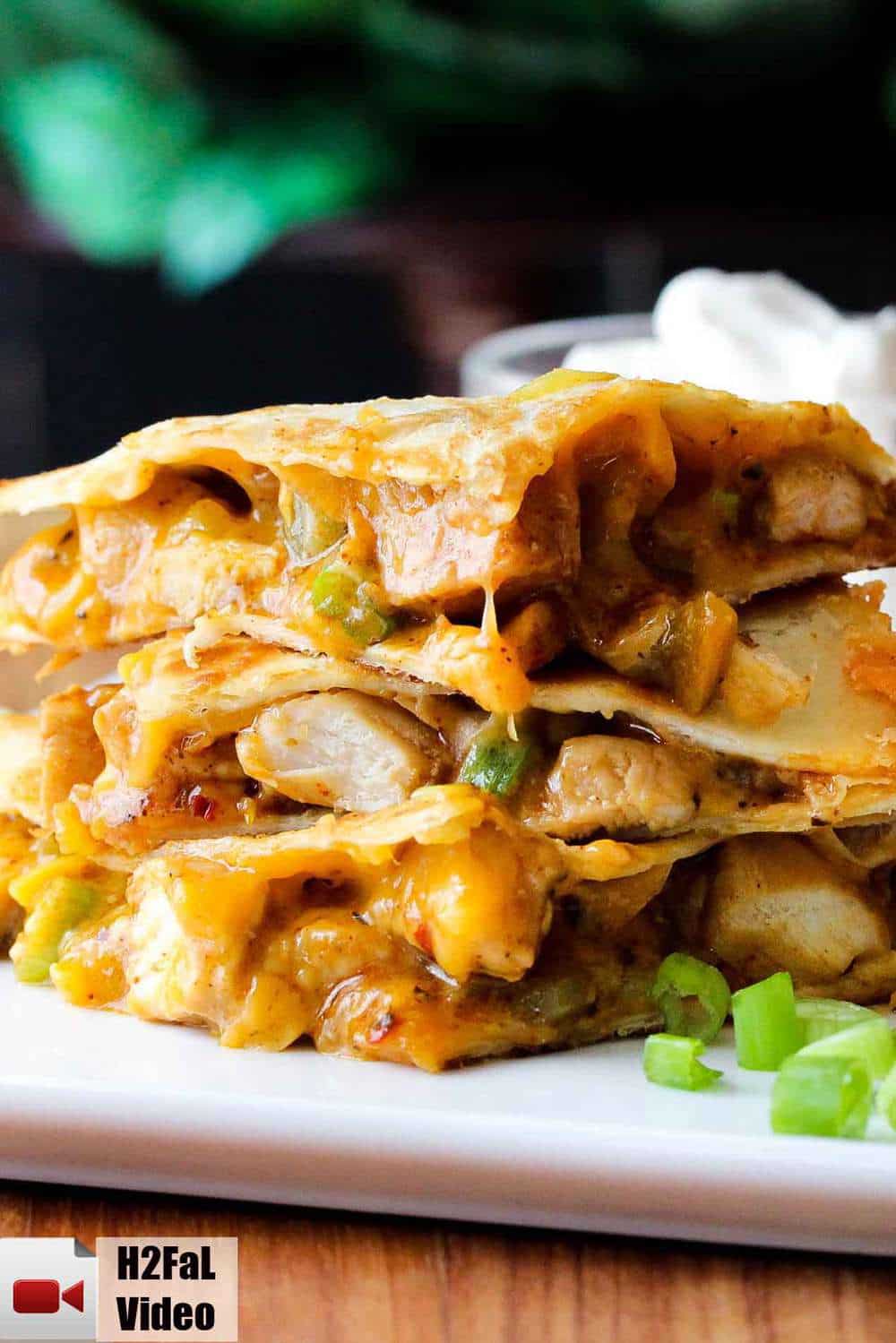 best-ever chicken quesadilla on a cutting board