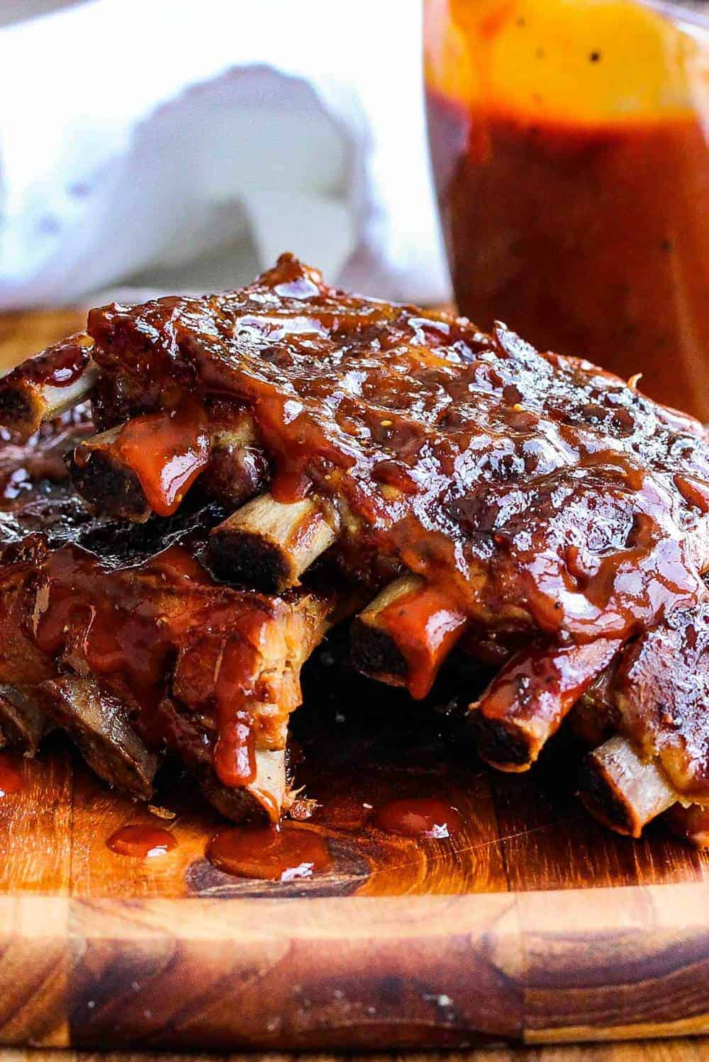 Slow Cooker Baby Back Ribs on a cutting board