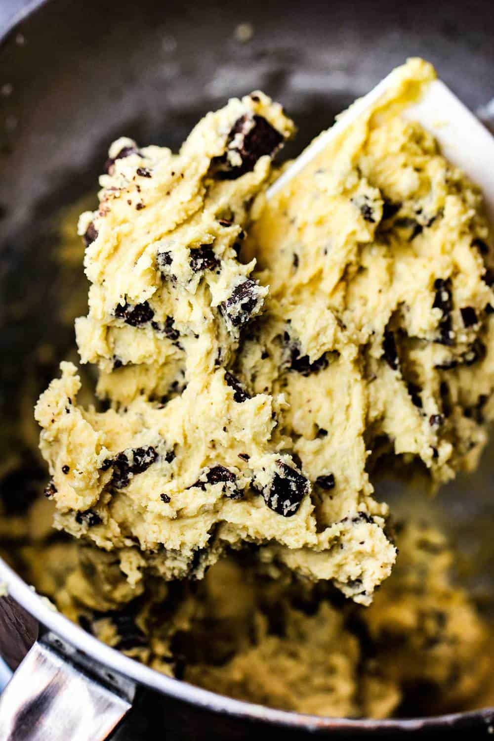 Classic chocolate chunk cookies in a stand mixer