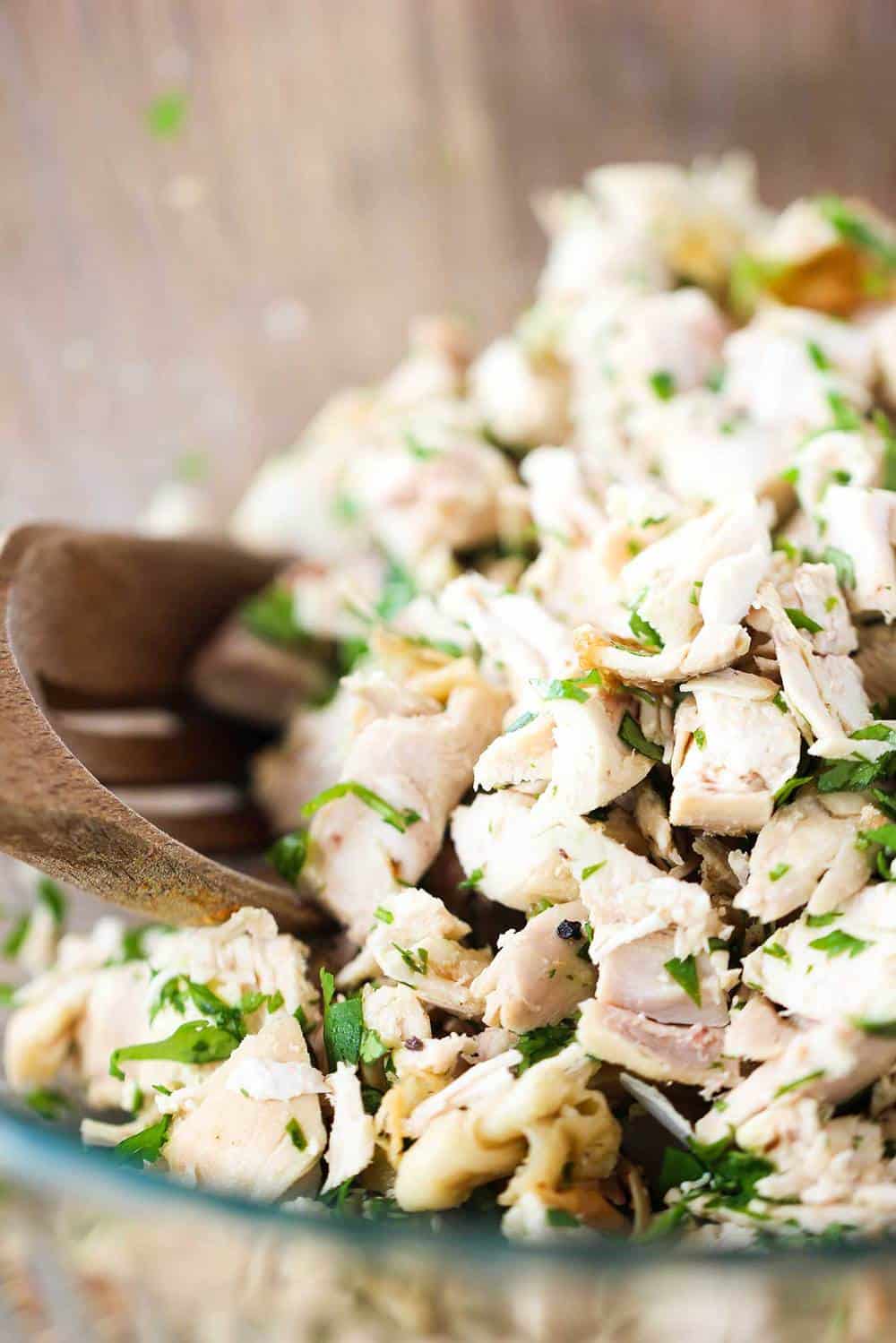 chopped chicken with cilantro for king ranch casserole