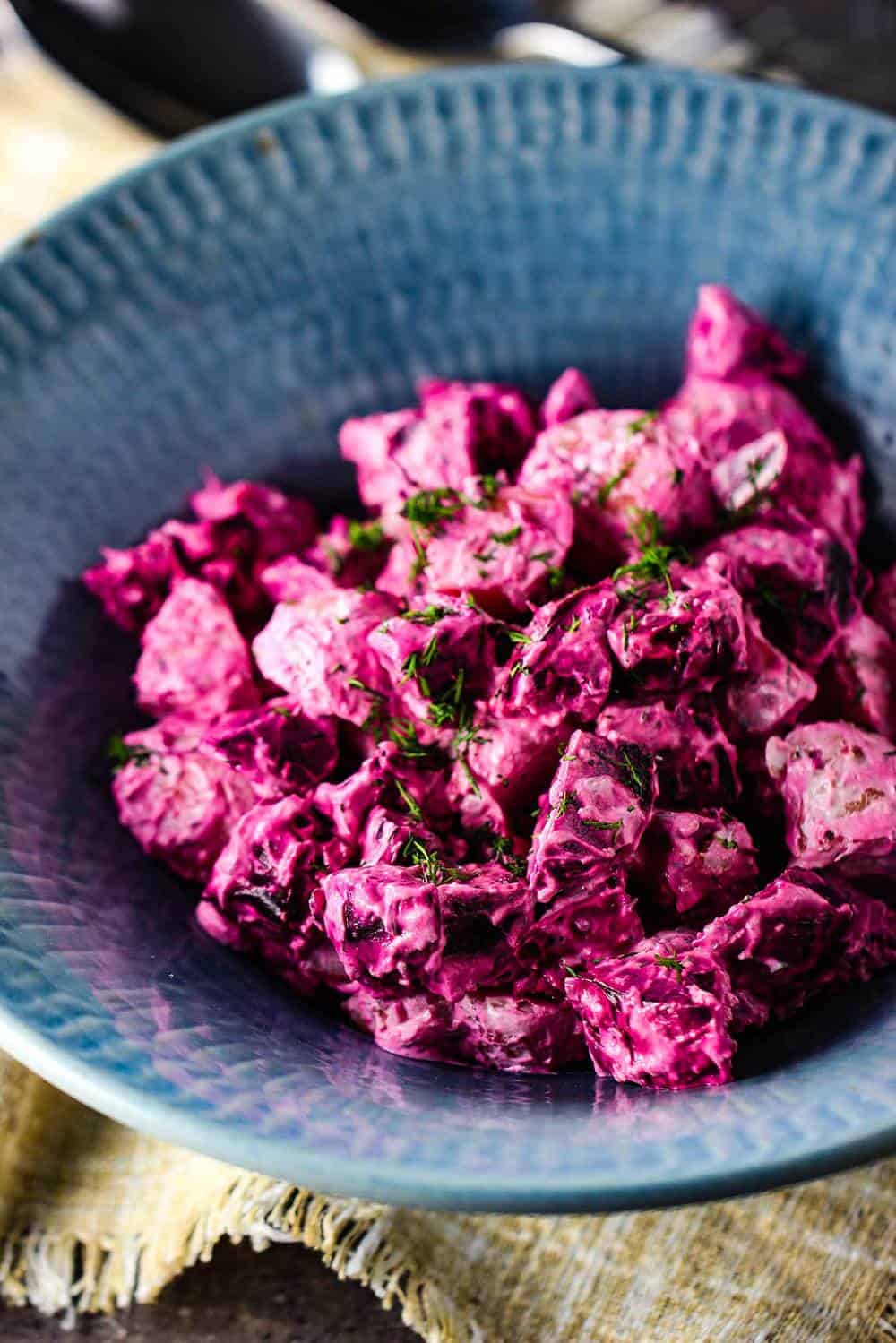 Beet and potato salad with dill dressing