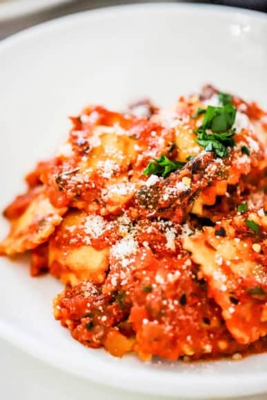 Easy Ravioli with Creamy Basil-Tomato Sauce | How To Feed A Loon