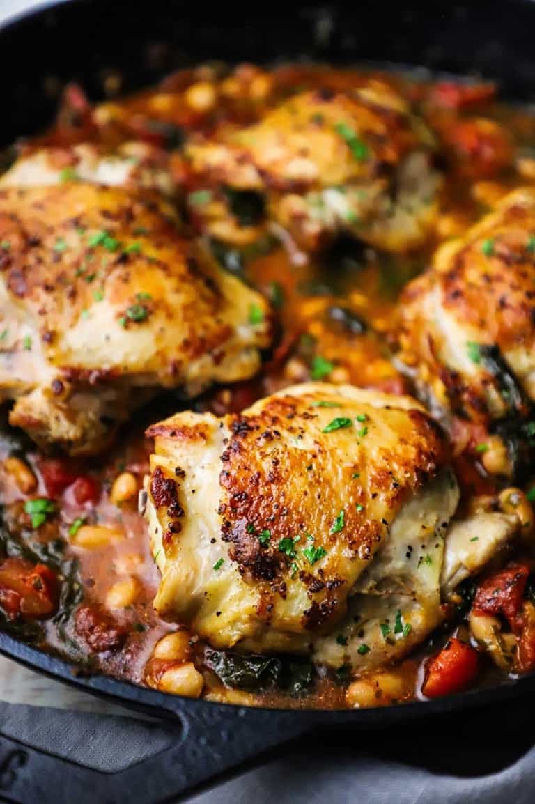 Tuscan Chicken with White Beans and Spinach | How To Feed A Loon