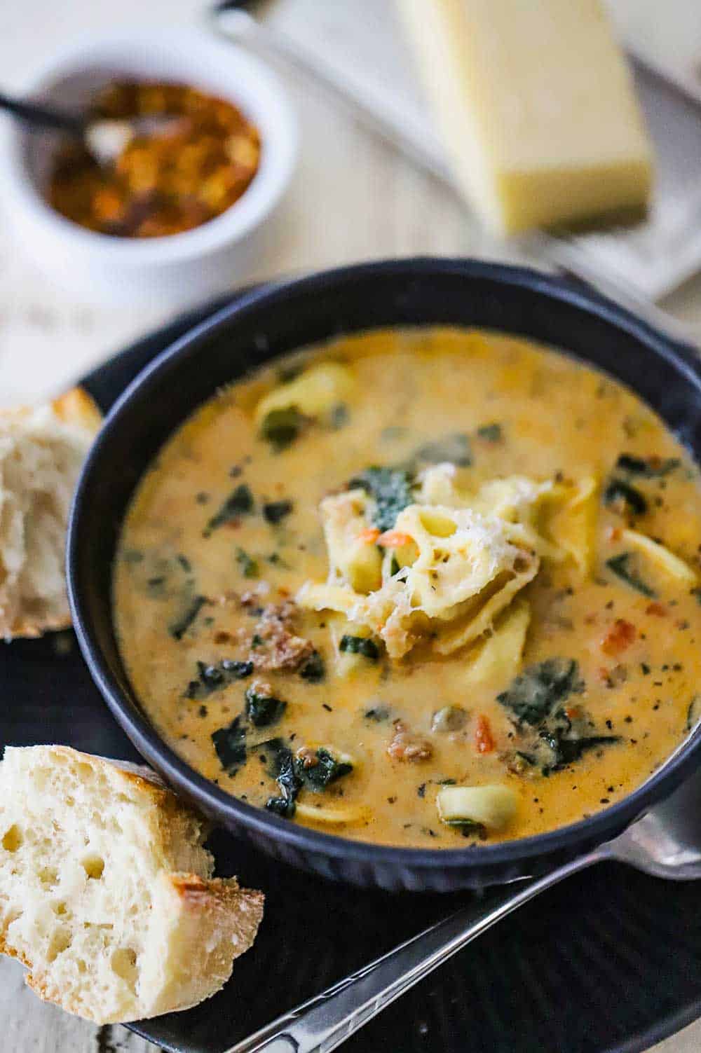 Creamy Tortellini Soup with Spinach and Sausage | How To Feed A Loon